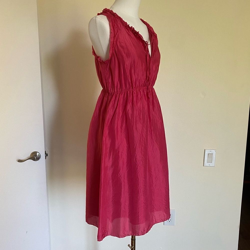Calypso St Barth Silk Raspberry Pink Sleeveless Mini Dress Crinkle Ribbon Size S - Picture 5 of 13